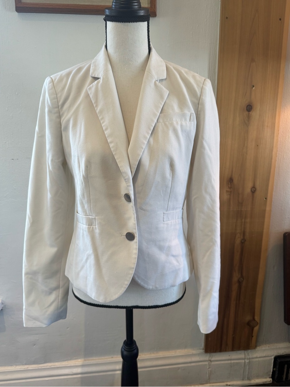 Calvin Klein Cream Fitted Two-Button Blazer